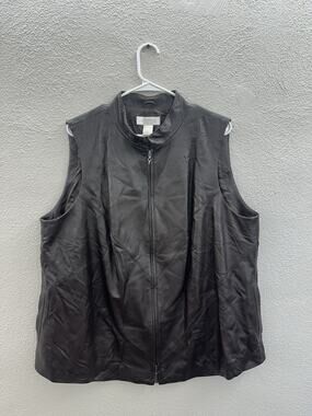 Elana by Tanner Womens Vest Size 2 Brown Leather Sleeveless Lined Zip Up